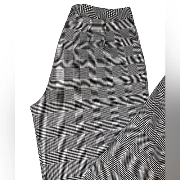 EUC St. John Wool Spandex Stretch Trouser Dress Pant Black Cream Plaid Size 12 - Picture 6 of 14